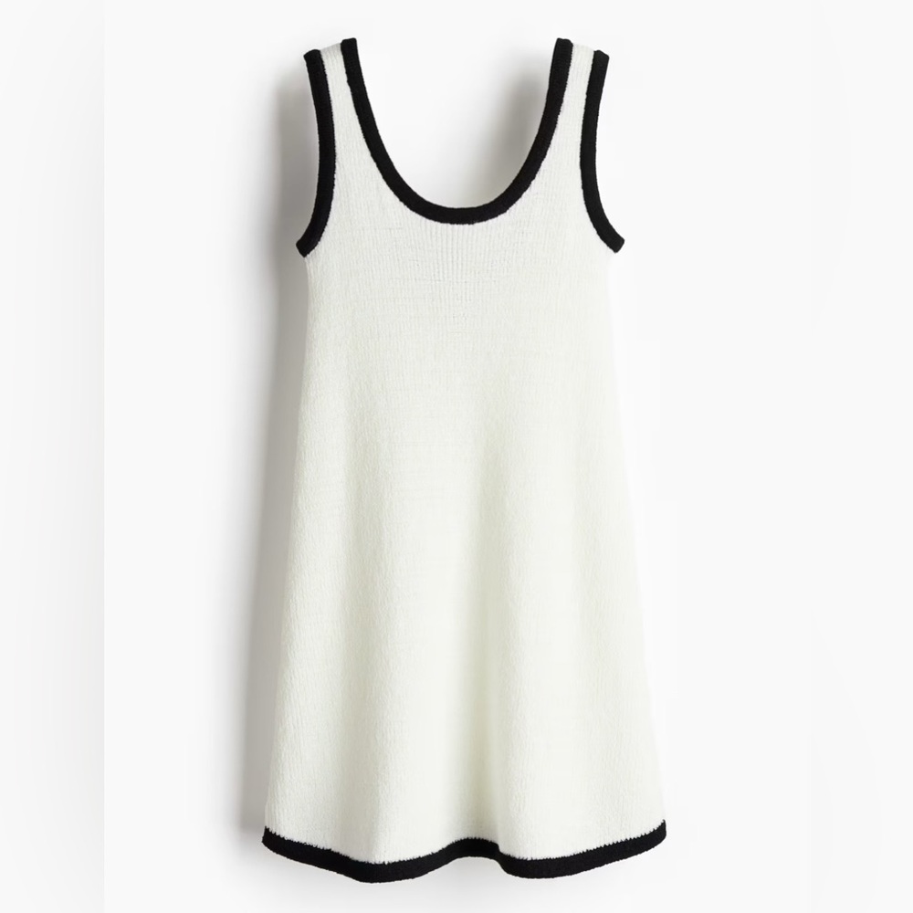 Fine Knit A-Line Contrast Mini Dress